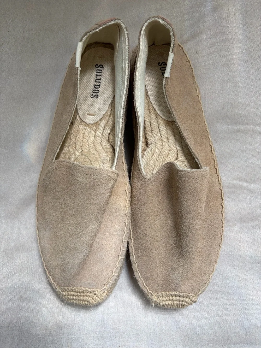 Soludos Taupe Suede Espadrille Slip-On Loafers